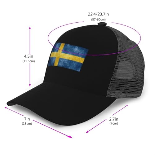 Flag of Sweden Mesh Baseball Cap - Classic Adjustable Peaked Cap, Trucker Hat for Men and Women3