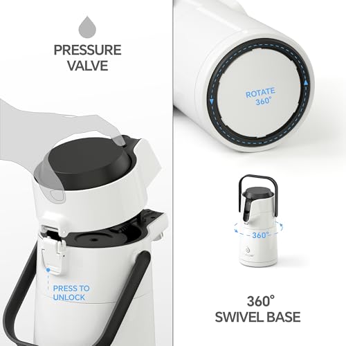 Image of IDEUS Thermal Coffee Carafe 74oz (2,200ml), Stainless Steel Double Wall Insulated Vacuum Flask, Water Jug Coffee Server and Beverage Dispenser, Heat and Cold Retention (White, 74oz (2,200ml))