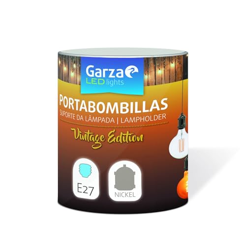 Garza Porta bombillas Vintage E27, 60 W, Plateado