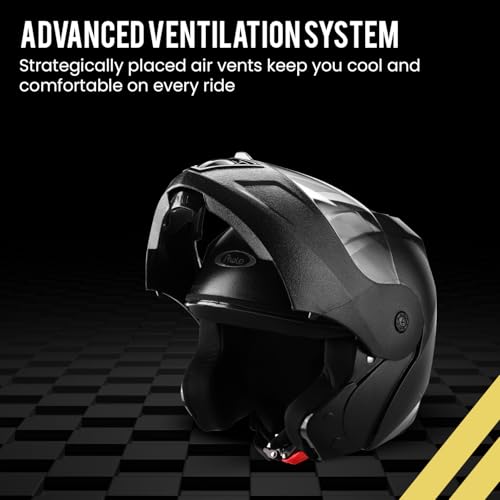 Image of Pivalo 580MM PROX Flip Up Full Face Helmet with Outer Clear Visor Matt Finish Full Face Scratch Resistant for Bike Riding Men(Pack of 1, Black)