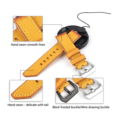 Correa de reloj de cuero amarillo para uso diario y ocasiones especiales 22mm 24mm 6