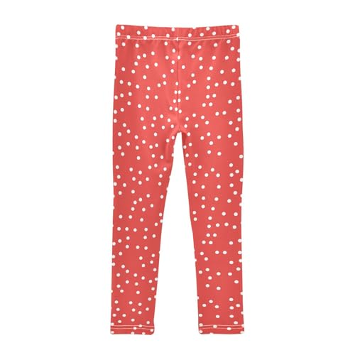 KLL Polka White Dots on Red Background Toddler Girl Active Leggings Soft High Waisted Sweatpants Running2