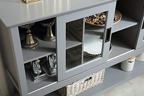 Mixcept 55" Modern And Contemporary Sideboard Buffet Cabinet Wood Console Table Storage Cabinet With Sliding Doors Kitchen Dining Room Furniture, Gray #TOP5