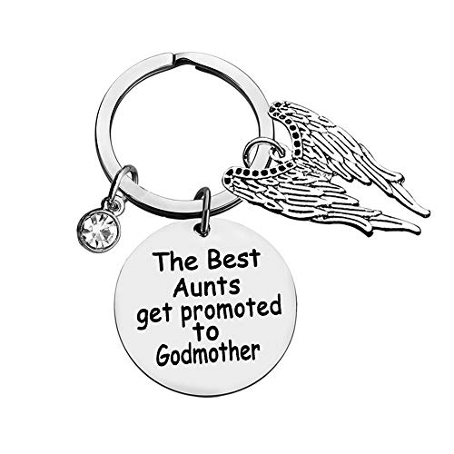 Godmother Gift Godmother Keychain Baptism Jewelry Godmother Birthday Christen Gift The Best Aunts Get Promoted to Godmother Keychain Baptism Jewelry for Godmother Gift from Godchild