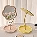 KZhuim Pink Flower Makeup Mirror for Desk - Adjustable Desktop Vanity Mirror with Tray Organizer, Cute Flower Shaped Dressing Mirror for Women Girls, Home Bathroom Bedroom Decor Gift (Pink)