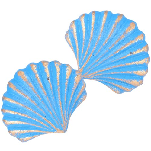 ifundom Tiradores para Tocador en Hierro Fundido Azul, 2 Unidades Diseño de Concha para Muebles de Habitación Infantil, Estilo Retro Oceánico y Mediterráneo