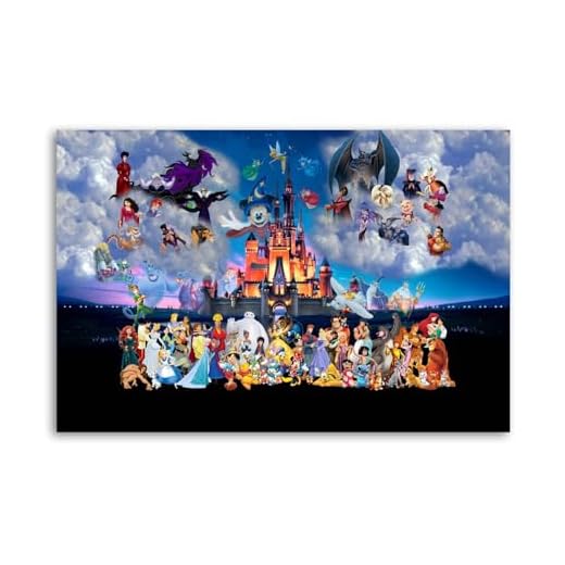 HHOOO Beauty And The Beast Characters Castle Children Mickey Princess Villain Poster Decorative Painting Canvas Wall Art Living Room Posters Bedroom Painting 16x24inch(40x60cm)