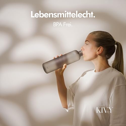 KIVY Trinkflasche 1l - Kohlensäure geeignet & Auslaufsicher - Für Sport, Schule & Büro - Sport Trinkflasche Gym - Wasserflasche Sprudel geeignet - Sportflasche 1 Liter - Spülmaschinenfest