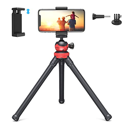 Trepied Smartphone, Rotatif à 360° Flexible Mini Trepied pour Appareil Photo avec Télécommande Bluetooth, Perche Selfie Trépied pour Phones, Camera & Gopro, Idéal pour Enregistrement Vidéo Cover