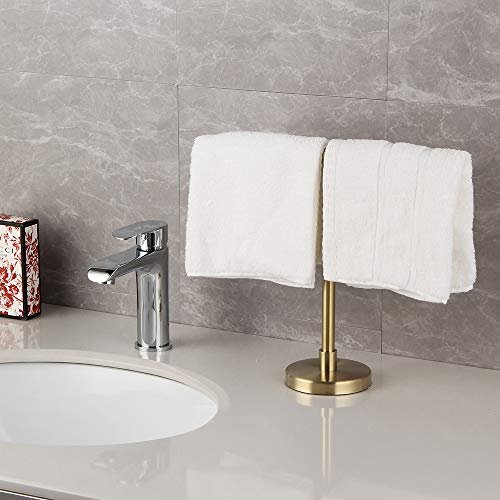Modern Hand Towel Holder Tree Rack Free Standing Sus 304 Stainless Steel Countertop Towel Ring, Brushed Pvd Zirconium Gold #TOP1