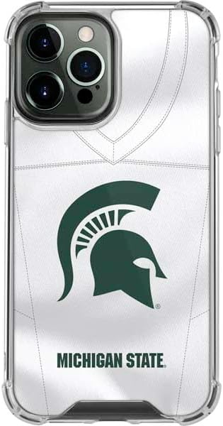 Skinit Clear Phone Case Compatible with iPhone 14 Pro Max - Officially Licensed Michigan State University Green Basketball Design
