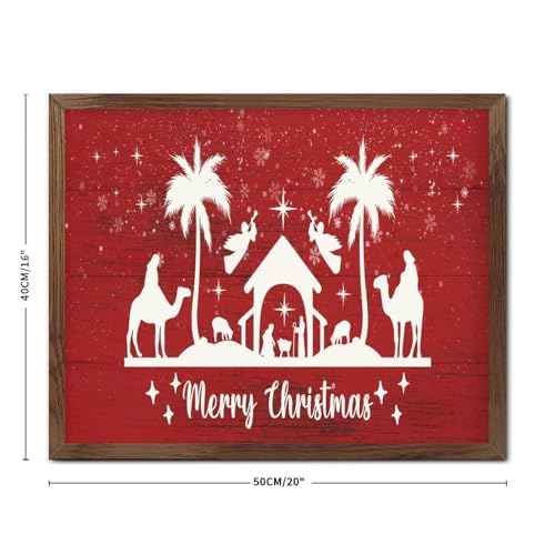 Panneau mural Jésus en bois antique décor de Noël rétro 40x50 cm - 4