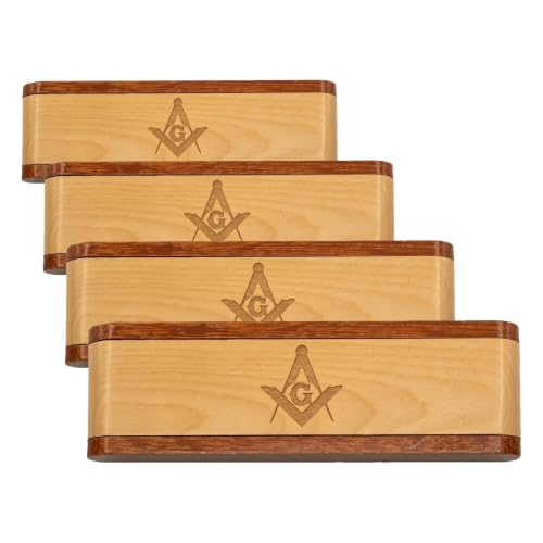 Image of Square & Compass Wooden Masonic Pen and Gift Box Set (Pack of 4)