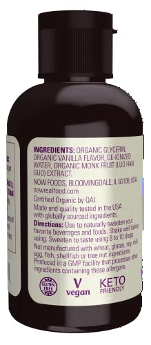Now Foods, Organic Liquid Monk Fruit, Vanilla, Zero-Calorie Sweetener, 1.8-Ounce #TOP2