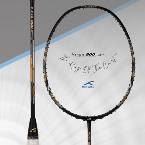 Image of Hundred Viper 900 Carbon Fibre Strung Badminton Racket with Full Racket Cover