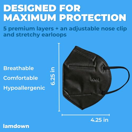 Image of (600-Pack) KN95 Face Masks, Individually Wrapped, Premium Disposable Dust Mask, Black