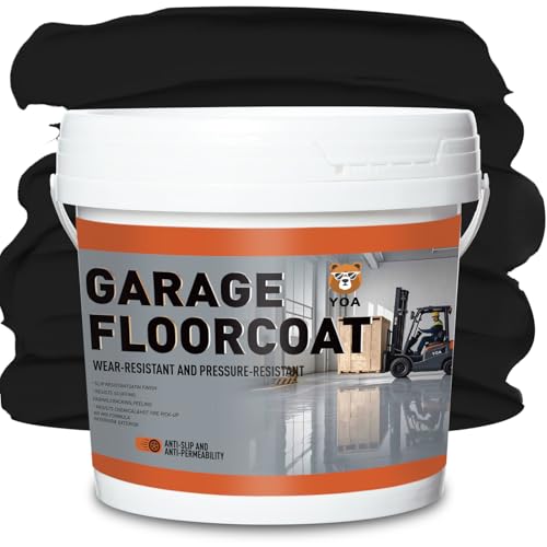 YOA Professional Concrete Garage Floor Paint, (1-Gallon/Black), Acrylic Resin Coating, Suitable for Indoor Outdoor Garage, Basement, Factory,Etc. Scratch Resistant, Low VOC, Ready to Use
