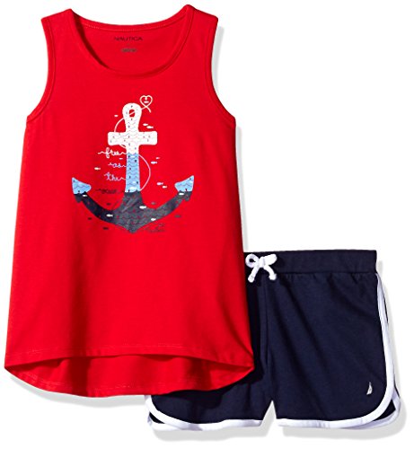 Nautica Girls Graphic Tee Tank Top and Fashion Short Set