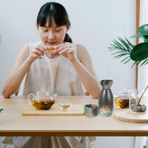 Juego de sake de cerámica clásica con tazas decorativas reutilizables 7