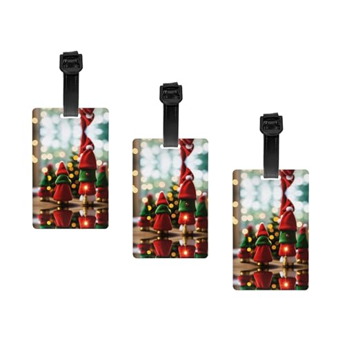 Jolie étiquette de bagage en forme de poupée de Noël avec impression complète/sur un côté – Matériau en PVC durable, design léger et compact pour une organisation facile des voyages