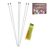 KnitPal 16-Inch (40cm) Aluminum Knitting Needles Set for Blankets - Straight Knitting Needles Set Single Pointed - 3 Pairs, US Sizes: 4/3.5mm, 6/4mm, 7/4.5mm - Metal Knitting Needles with eBook