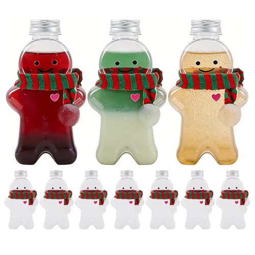 Botellas de jugo navideñas de hombre de jengibre con bufanda para eventos 2