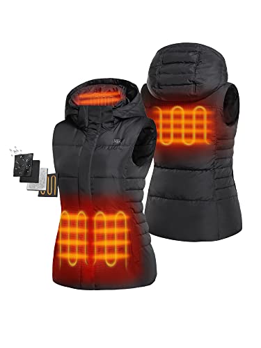Ororo Women's Heated Vest With 90% Down Insulation And Detachable Hood (Battery Included)-Slim Fit (S) Black #TOP1