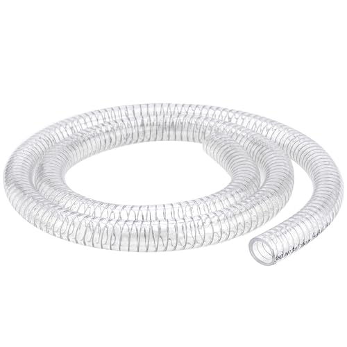 Image of 1-1 /4 inchid-5ft PVC Reinforced Tubing Steel Wire Suction Hose Vinyl Tubing | 1.25 inch Clear Heavy Duty Flexible PVC Vacuum Hose,Discharge Drain Fuel Oil Gas Water fill Marine Bilge Pump Pond Spa