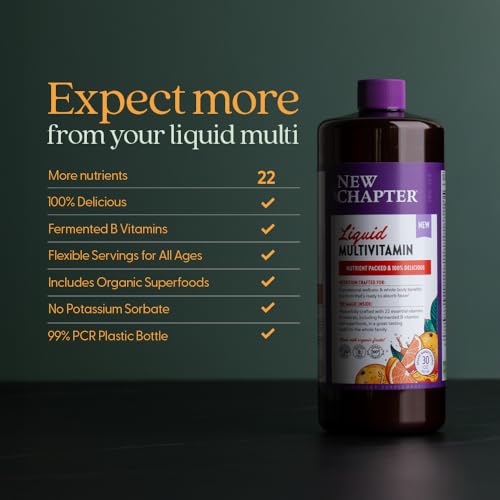 Image of New Chapter Liquid Multivitamin + Mineral Supplement - Whole-Body Support for Adults, Teens & Kids 2+* - 22 Essential Vitamins & Minerals - Ready to Absorb Faster - Orange Mango Flavored - 30 oz