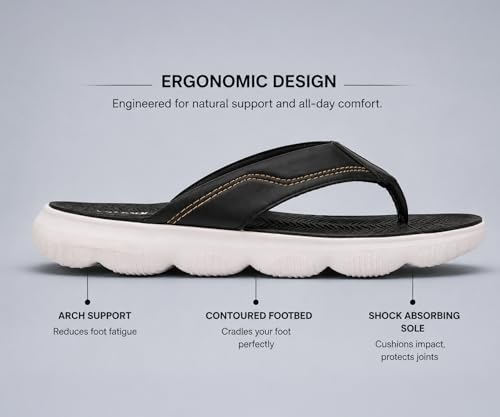 Image of Kraasa Men's EVA Flip Flops with Wide Cushioned Straps | Lightweight Thick Sole Anti-Slip Slippers Casual Summer Sandals & Chappal