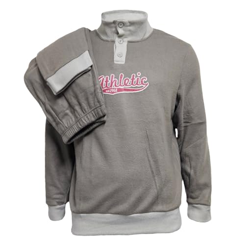 GX GARGIX Pigiama Uomo Invernale Molto Caldo Pile Maglia E Pantalone (IT, Testo, L, Regular, Regular, L, PUD Fango)