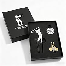 Fathers Day Golf Gifts for Men Dad, Golf Repair Divot Tool with Golfer Silhouette, Par-FECT Dad Golf Ball Marker, Gold Magnetic Club-Style Hat Clip, Unique Golf Gift from Daughter/Son/Kids