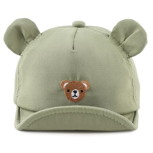 MniJiza Baby Bear czapka dziecięca dla dziewczynek chłopców kapelusz przeciwsłoneczny wiosna lato czapka przeciwsłoneczna, oliwkowy, 12-24 miesi?cy