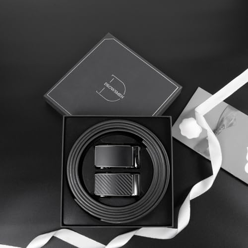 Image of 2 Pack Ratchet Belt 1 3 /8 inch, Mens leather Dress Belt in Gift Set Size 28 inch-62 inch Adjustable waist Trim to Fit