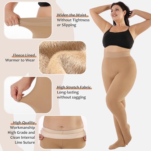 Image of UISLII Plus Size Fleece Lined Tights for Women