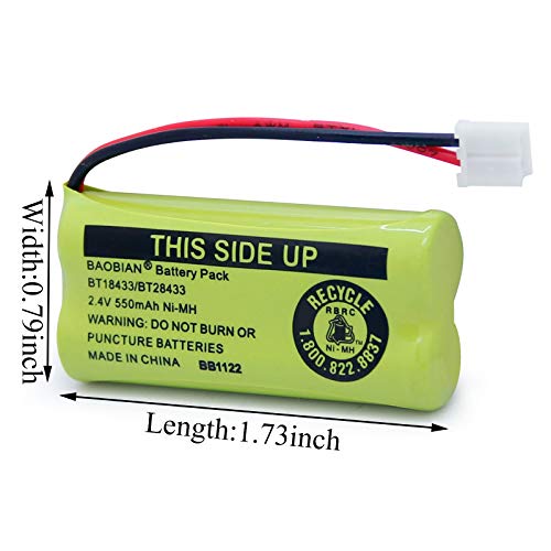 Baobian 2.4V Rechargeable Cordless Phone Batteries Compatible With For At&T/Lucent Bt-18433 Bt-184342 Bt-28433 Bt-284342 Bt-6010 Bt-8000 Bt-8001 Bt-8300 Empire Cph-515D Cph515D(Pack Of 2) #TOP1