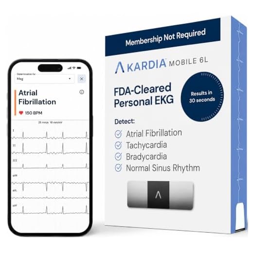 KardiaMobile 6-Lead Personal EKG Monitor – Six Views of The Heart – Detects AFib and Irregular Arrhythmias – Instant Results in 30 Seconds – Works with Most Smartphones - FSA/HSA Eligible