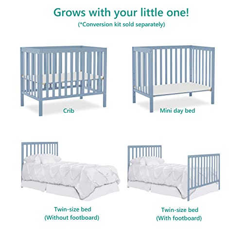 Dream On Me, Edgewood 4-In-1 Convertible Mini Crib, Dusty Blue #TOP5