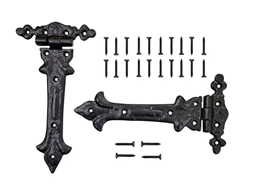 Image of Adonai Hardware Adonijah Black Antique Iron T Hinge (Black Powder Coated) - Supplied as 2 Pieces per Pack