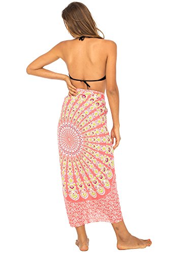 Back From Bali Womens Sarong Beach Swimsuit Bikini Cover up Wrap Peacock & Clip