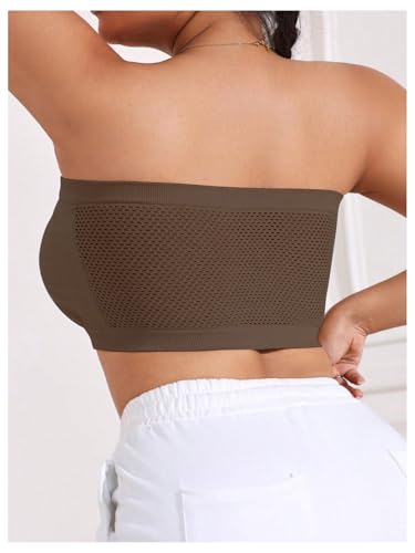 Image of MakeMeChic Women's Plus Size Strapless Bras Front Closure Half Push Up Bra Bandeau Wireless Bralette for Large Bust