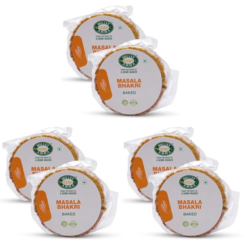Image of Millet Amma Baked Masala Bhakhri - 360 Gms | (Pack of 6 - Each 180 Gms) | Ready to Eat | Best Choice for Snack Time, Parties & Events | Healthy Traditional Gujarati Snacks