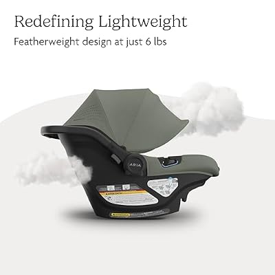 UPPAbaby Aria V2 Lightweight Infant Car Seat - Load Leg + Anti-Rebound Panel - Infant Insert + All-Weather FootCover Included - Direct Stroller Attachment - Evelyn (Green Meadow)