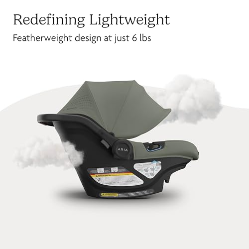 Image of UPPAbaby Aria V2 Lightweight Infant Car Seat - Load Leg + Anti-Rebound Panel - Infant Insert + All-Weather FootCover Included - Direct Stroller Attachment - Evelyn (Green Meadow)