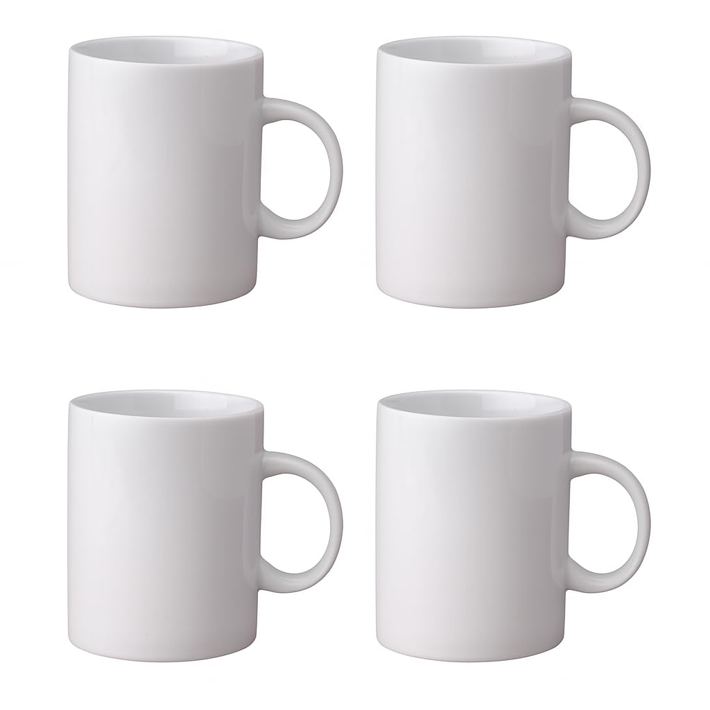 HIC Kitchen Mug Set, Fine Porcelain, 11-Ounce, Set of 4