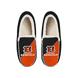 FOCO NFL Unisex-Erwachsene Offiziell lizenzierte Color Block Primary Logo Sherpa gefütterte Mokassin-Hausschuhe, Cincinnati Bengals, 7-8 Women/5-6 Men