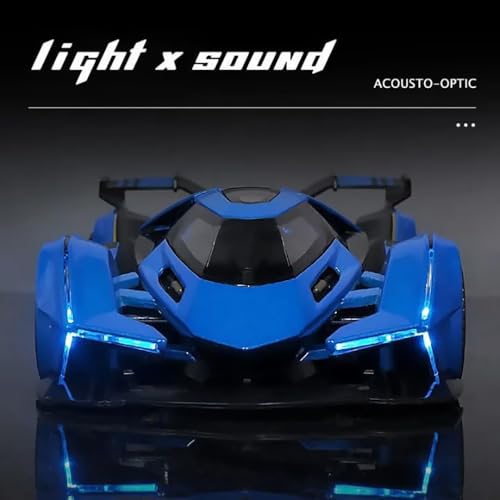 Image of 1:22 Scale Diecast Metal Car Lambo V12 GT Toy Car for Kids Collection Model Cars with Light Sound Pull Back Openable Door