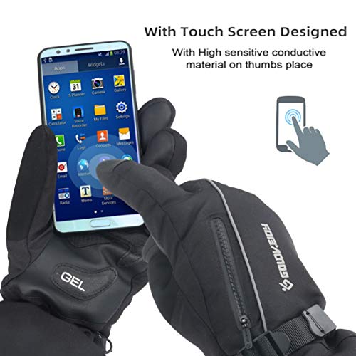 Idefair Winter Ski Gloves,Waterproof Ski Mittens Thermal Touchscreen Snowboard Skiing Gloves Unisex Anti Slip Warm Snow Gloves for Cycling Running Climbing Hiking Outdoor Sports (Black, L)