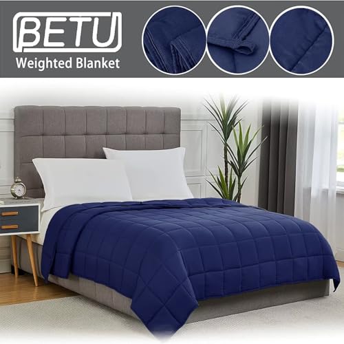 Navy Blue Weighted Blanket for Adults 25lbs, 88"x104", Cal King Cooling Heavy Throw Blanket for 220-280lbs, Microfiber Soft Thick Big Blankets Weighted Comforter Gift for Sleeping