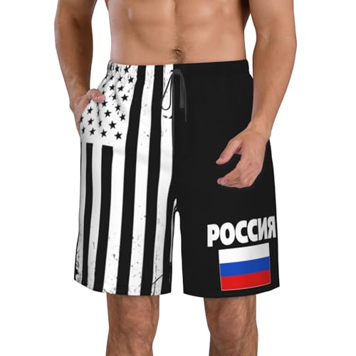 Russia Flag Russian Flags Mens Swim Trunks Board Shorts Quick Dry Mens Swimsuit,Summer Beach Short with Pockets